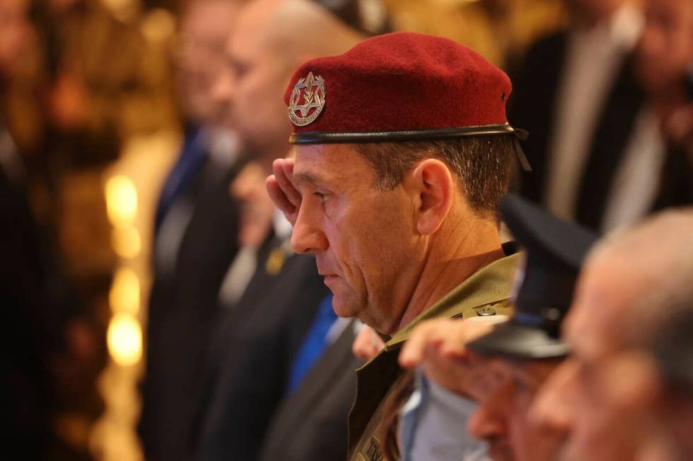 Israeli army chief Herzi Halevi attends a ceremony marking Memorial Day for fallen soldiers of ...