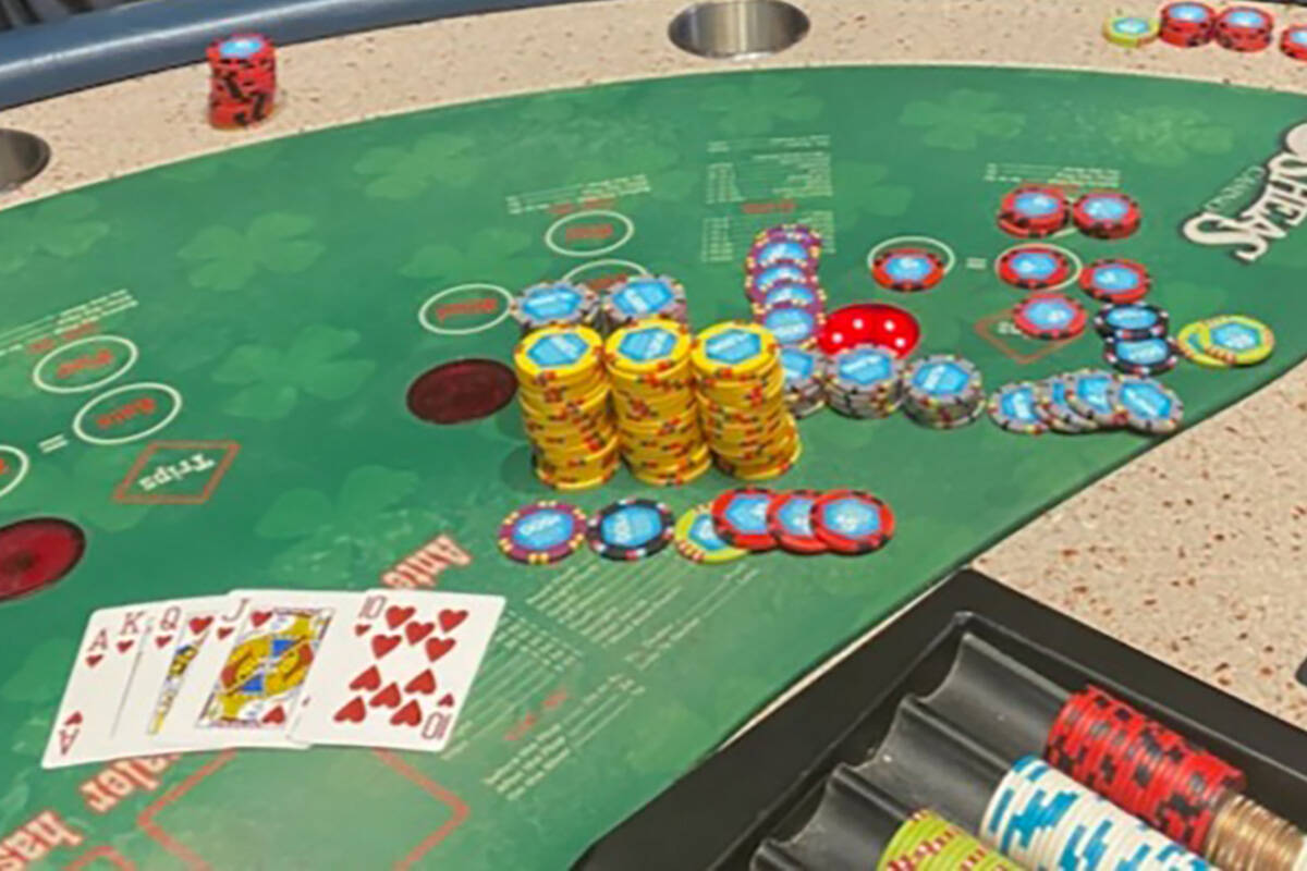 Damon Howell's winning hand was 10-J-Q-K-A of hearts. (Caesars)