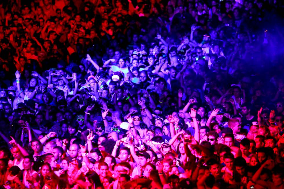 Ravegoers dance to Dirty South's set at the kineticFIELD during the Electric Daisy Carnival at ...