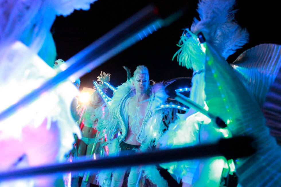 Perish Dignam talks to his fellow performers backstage before they go on to perform on circuitG ...