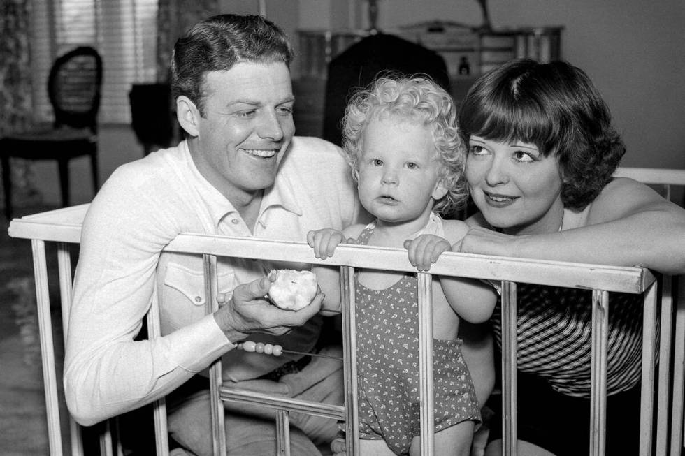 Screen actress Clara Bow with her husband Rex Bell and their 14-month-old son, Rex Larbow Bell, ...
