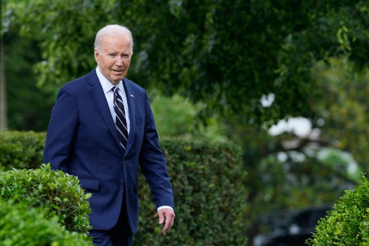 President Joe Biden arrives to speak in the Rose Garden of the White House in Washington, Tuesd ...