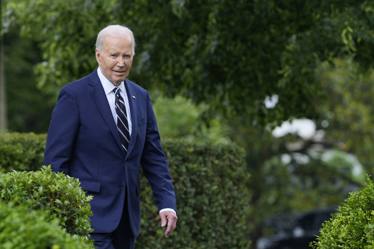 President Joe Biden arrives to speak in the Rose Garden of the White House in Washington, Tuesd ...