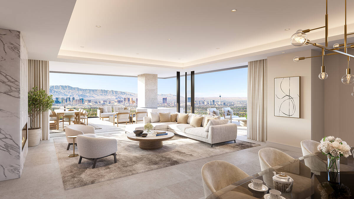 The $1.3 billion two-tower hillside Four Seasons Private Residences Las Vegas in MacDonald High ...