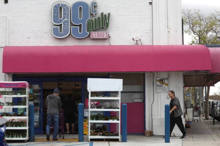 Shoppers make their way into a 99 Cent Only store in Santa Monica, California, on April 5, 2024 ...
