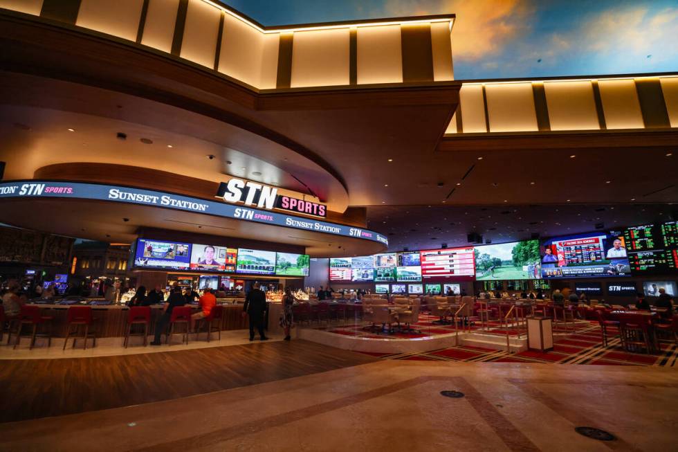 The newly renovated STN Sportsbook at Sunset Station hotel-casino in Henderson, Thursday, May 1 ...