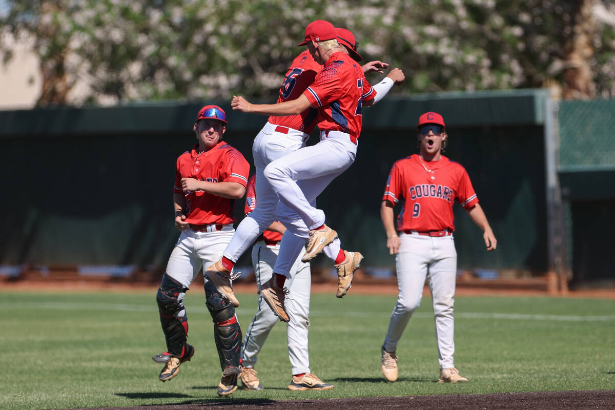 Coronado celebrates after winning a Class 5A baseball state tournament opening round game again ...