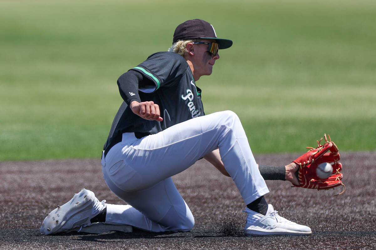 Palo Verde shortstop Ethan Clauss receives a ground ball during a Class 5A baseball state tourn ...