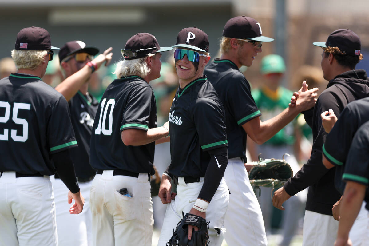 Palo Verde celebrates after beating Bishop Manogue in a Class 5A baseball state tournament open ...