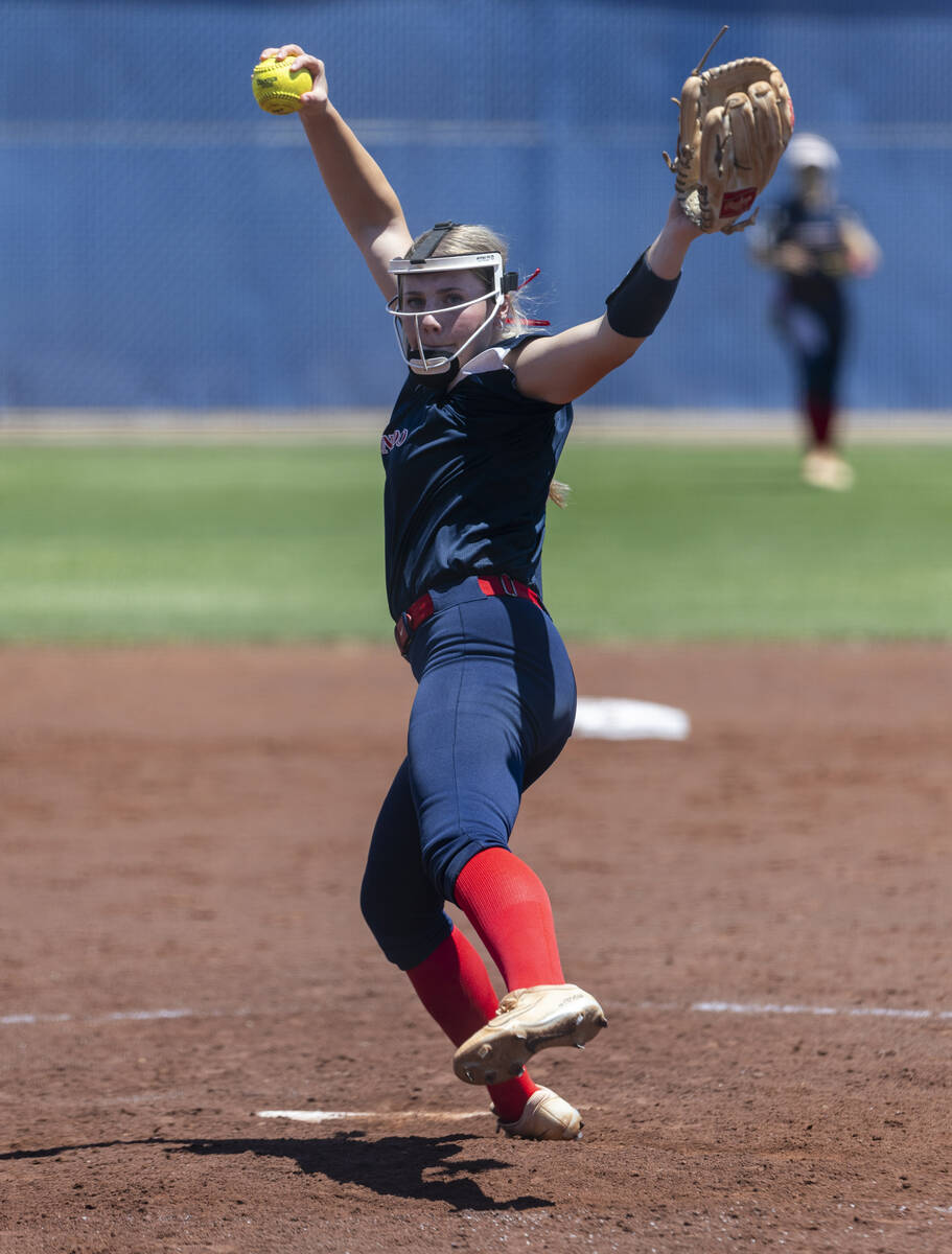 Coronado pitcher Alohi Mundon (8) winds up for a throw against Douglas during the fourth inning ...