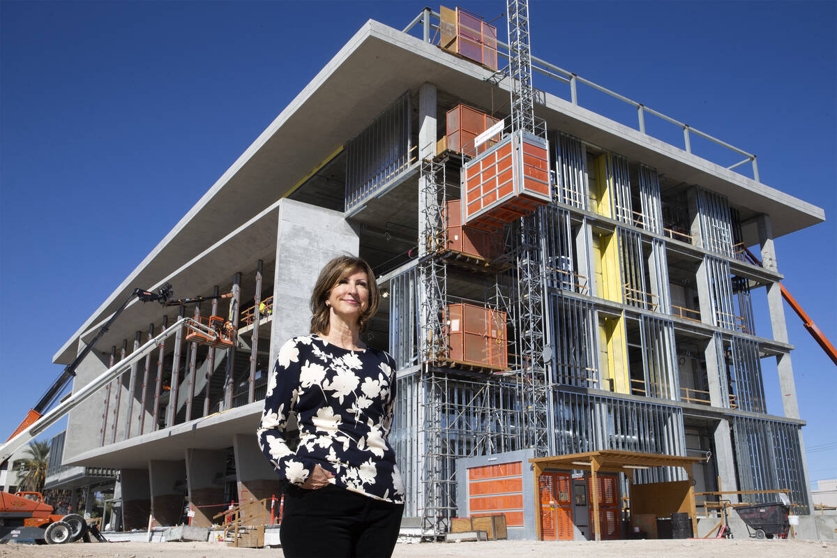 Philanthropist Kris Engelstad of The Engelstad Foundation in front of the construction site for ...
