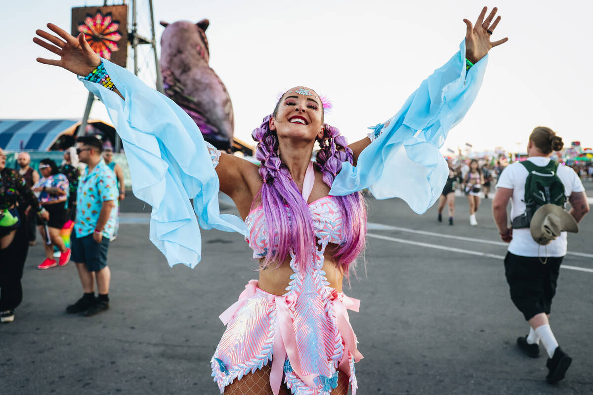 An EDC attendee dances during day one of Electric Daisy Carnival at the Las Vegas Motor Speedwa ...