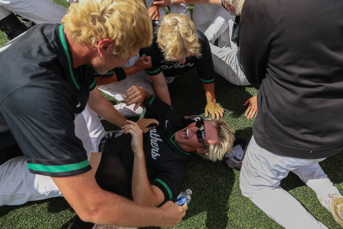 Palo Verde celebrates after winning the state championship in a Class 5A baseball state title g ...