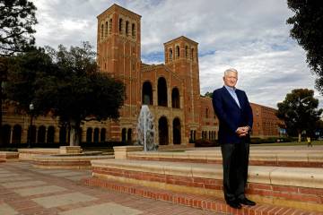Gene Block, chancellor of the University of California, Los Angeles, with Royce Hall in the bac ...