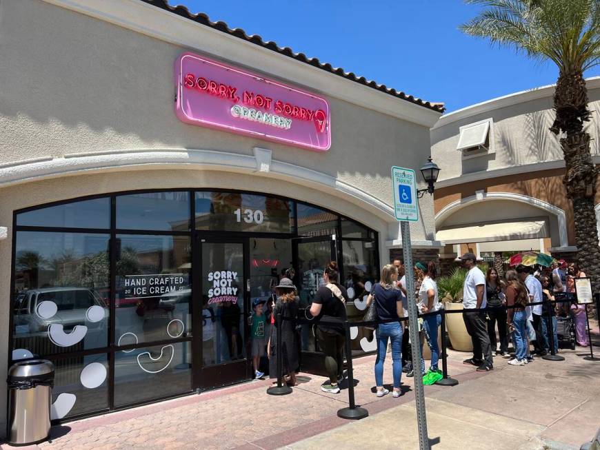 People in line at the new Sorry, Not Sorry Creamery in Centennial Hills, northwest Las Vegas. ( ...