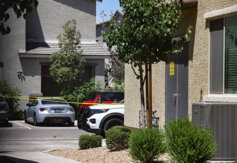 Police tape in the 6500 block of Silver Estates Street where a 16-year-old boy was found suffer ...