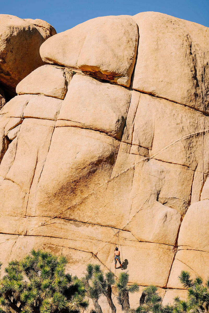 A rock climber is seen at the Hidden Valley campground inside Joshua Tree National Park. (Dania ...