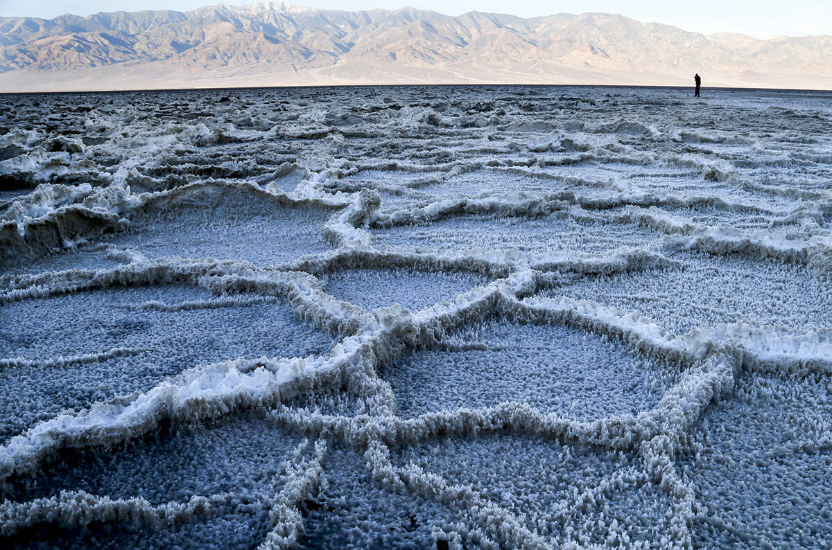 Unique salt structures form in the Badwater Basin at Death Valley National Park where water com ...