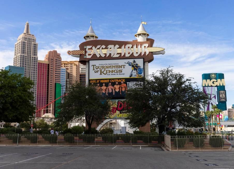 New York New York, left, Excalibur hotel and casino and MGM Grand are seen Thursday, Sept. 14, ...