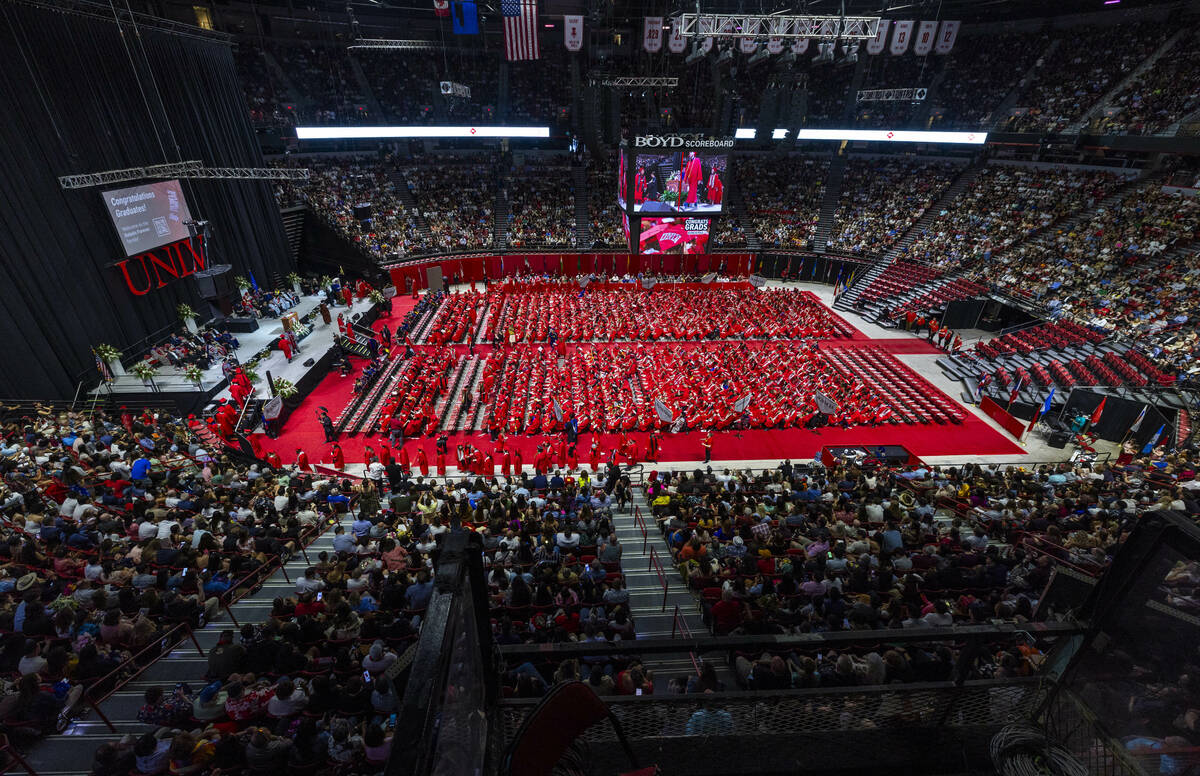 Graduate names are announced during UNLV spring graduation commencement exercises at the Thomas ...