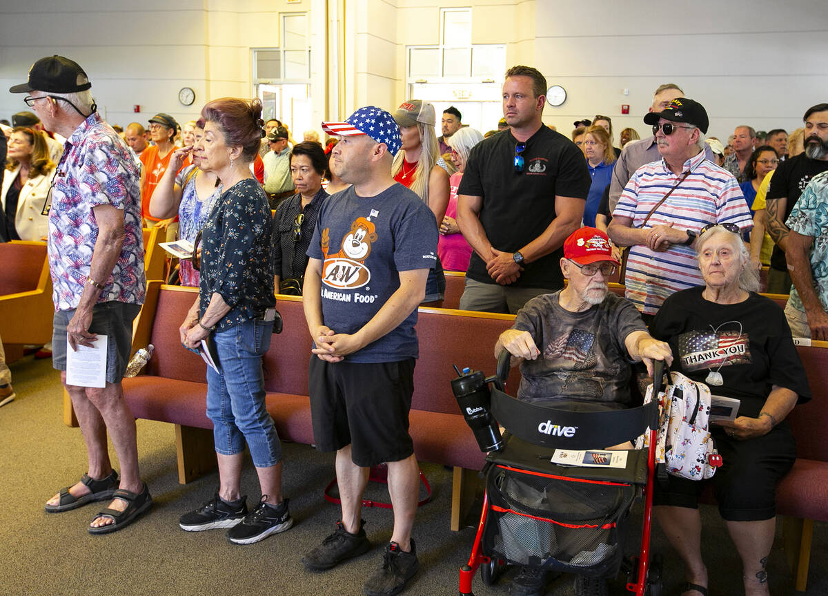 Veterans attend the 2024 Memorial Day ceremony at the Southern Nevada Veterans Memorial Cemete ...