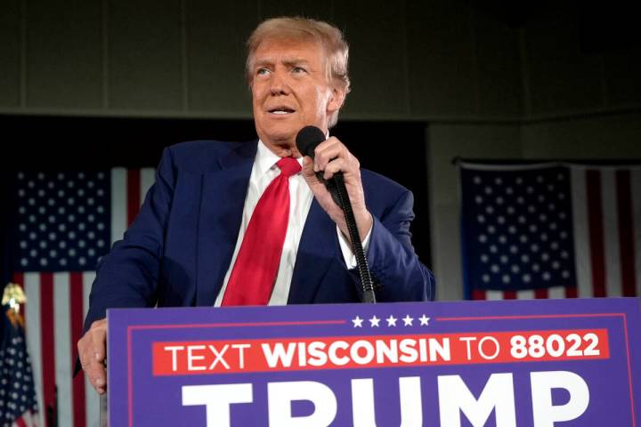 Donald Trump speaks at a campaign rally, May 1, 2024, in Waukesha, Wis. (AP Photo/Morry Gash)