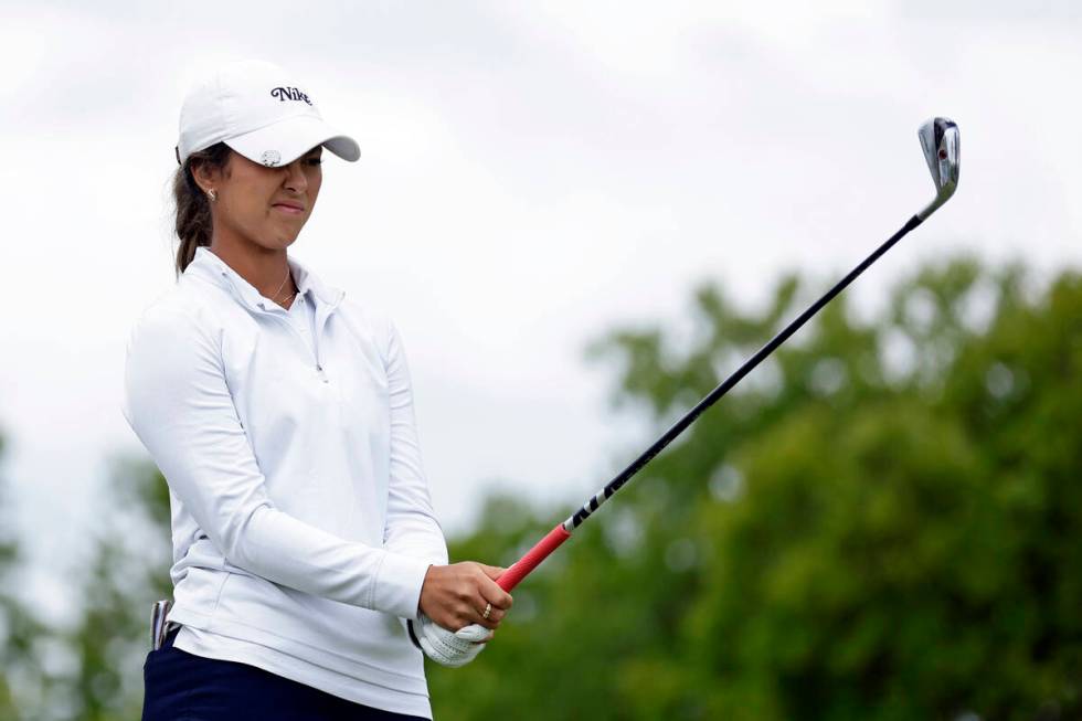 Yana Wilson lines up her tee shot on the second hole during the first round of the Mizuho Ameri ...