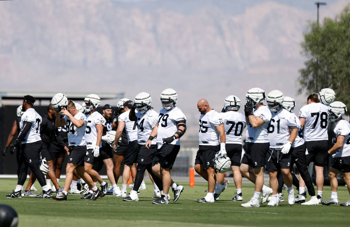 Raiders players take the field to participate in organized team activities at the Intermountain ...