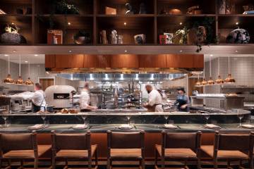 The open kitchen and kitchen counter at Ortikia, a Mediterranean restaurant set to open June 3, ...