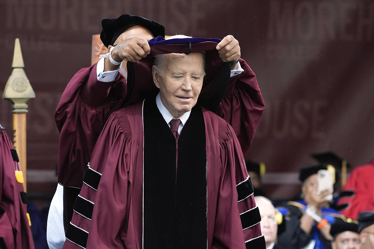 President Joe Biden receives an honorary degree at the Morehouse College commencement Sunday, M ...