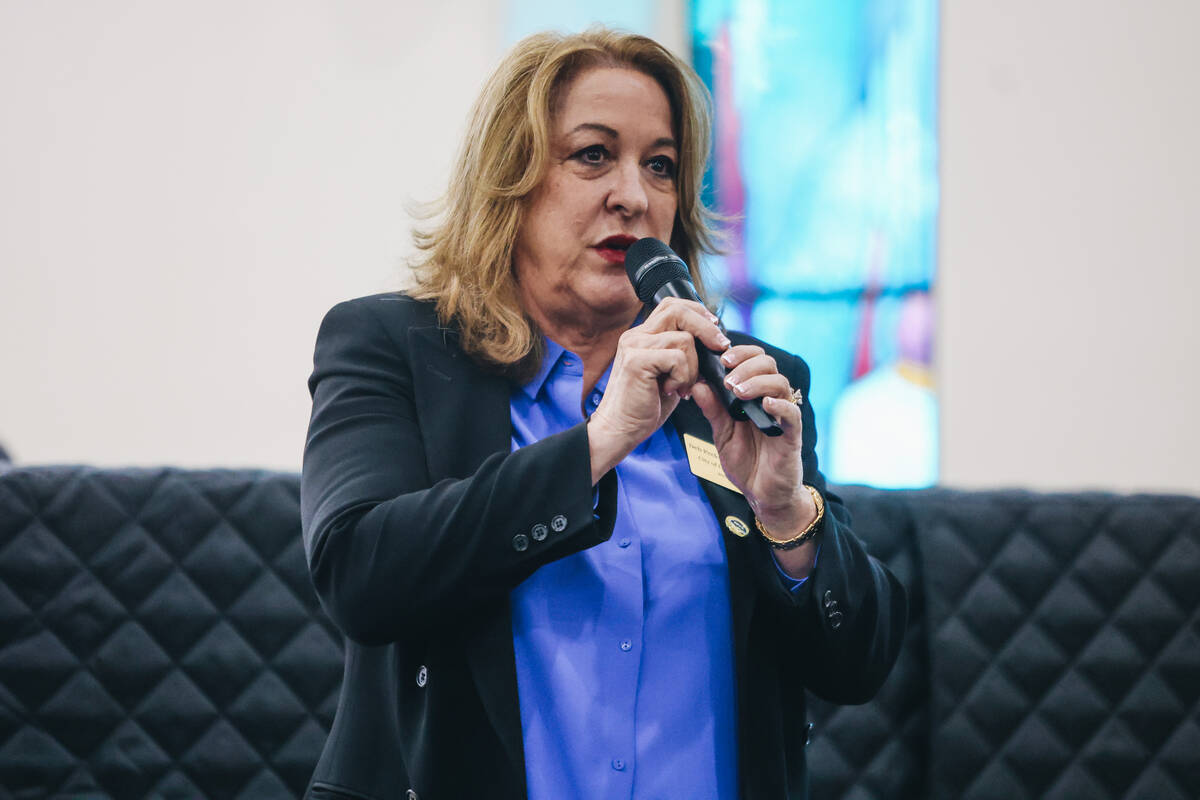 Deb Peck, a candidate for mayor of Las Vegas, speaks during a forum for the candidates running ...