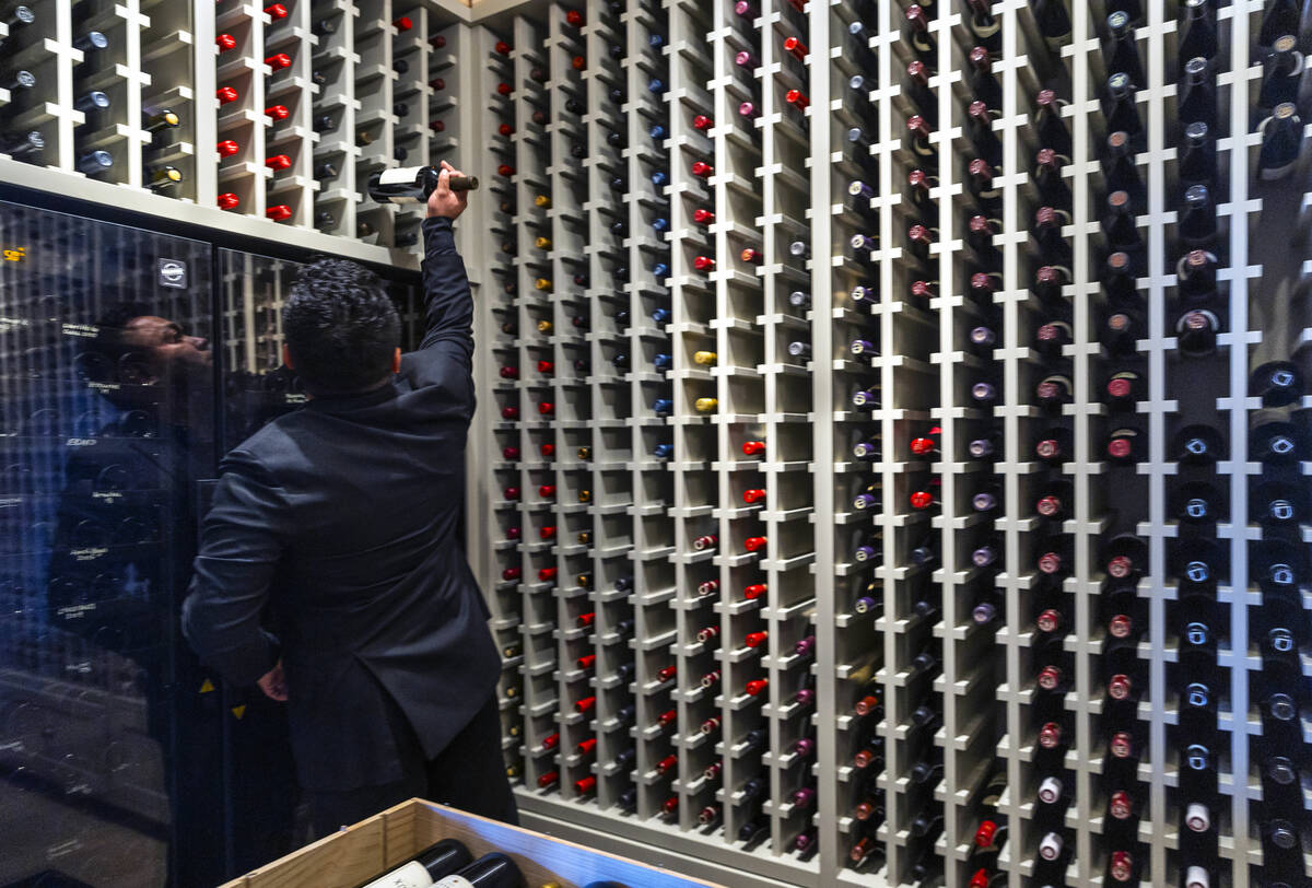 The extensive wine room during brunch at LPM within the Cosmopolitan on Saturday, May 25, 2024, ...