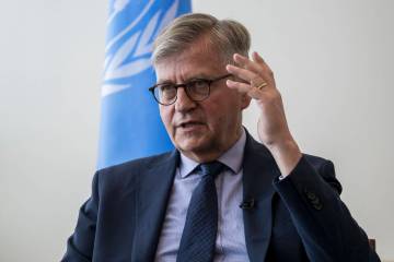 United Nations Under-Secretary-General for Peace Operations Jean-Pierre Lacroix speaks during a ...