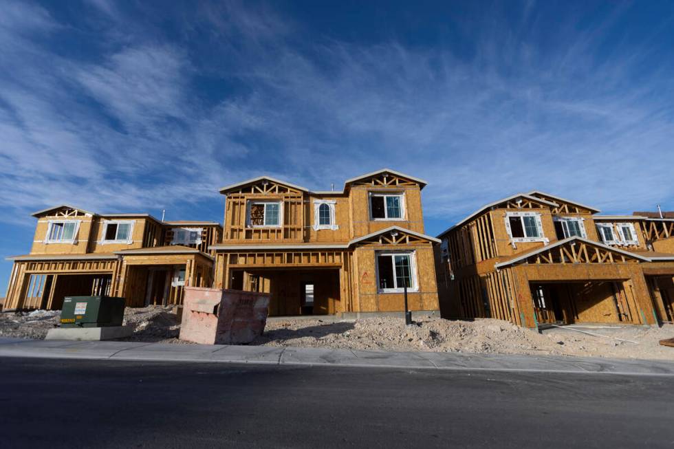 New home construction in the Skye Canyon Master Planned Community in Las Vegas is seen on Monda ...