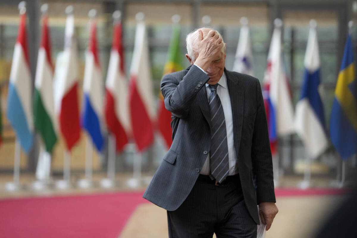 European Union foreign policy chief Josep Borrell arrives for a meeting of EU foreign ministers ...