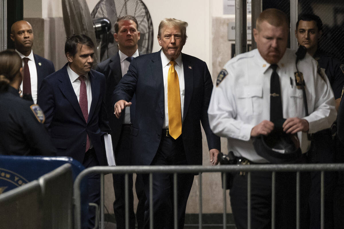 Former President Donald Trump arrives at Manhattan criminal court as jurors are expected to beg ...