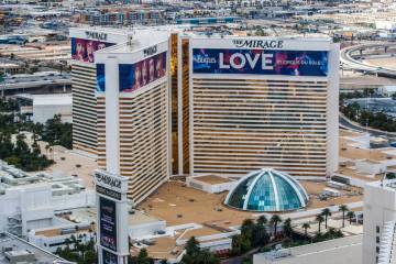 The Mirage in Las Vegas is seen in an aerial photo Saturday, Jan. 20, 2018. (Las Vegas Review-J ...