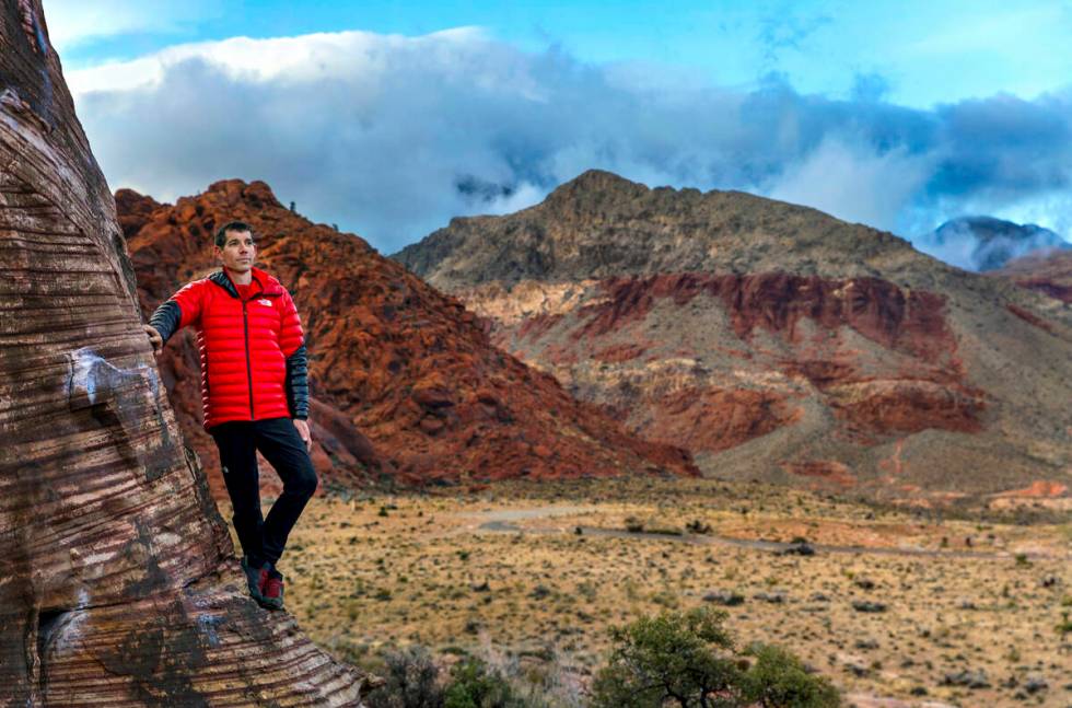 World acclaimed rock climber Alex Honnold at the Calico Basin in the Red Rock Canyon National C ...