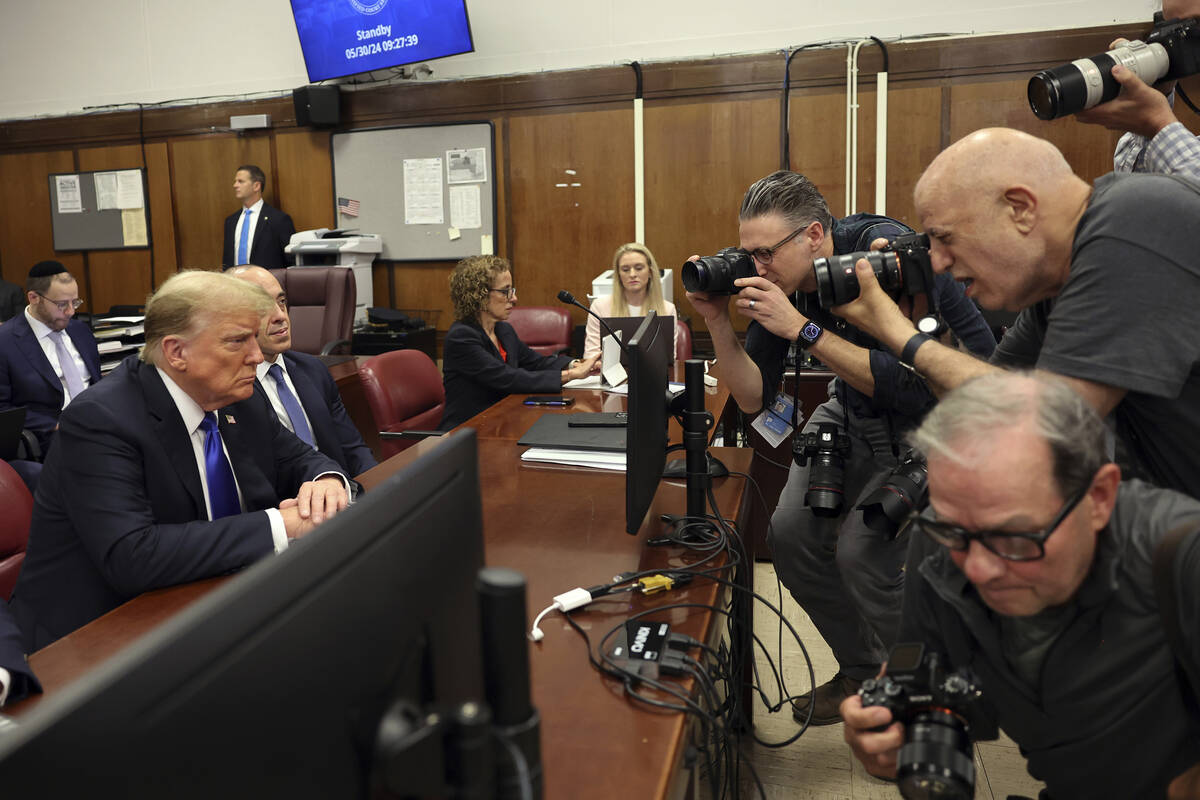 Former President Donald Trump appears at Manhattan criminal court during jury deliberations in ...