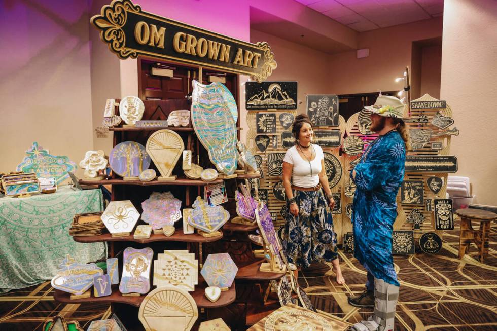 Wooden art by Om Grown Art is seen on a display at Shakedown Street at the Tuscany Suites on Th ...