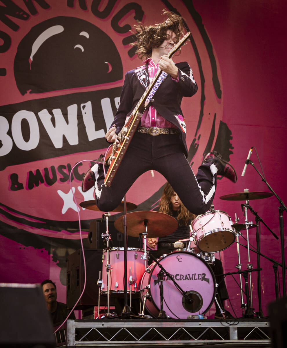 Henri Cash of Starcrawler performs during the Punk Rock Bowling music festival at Downtown Las ...