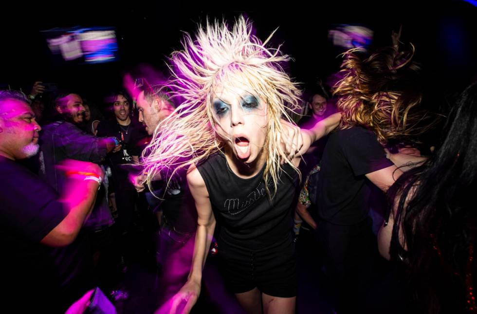 Arrow de Wilde of Starcrawler moshes with the crowd during a Punk Rock Bowling music festival c ...