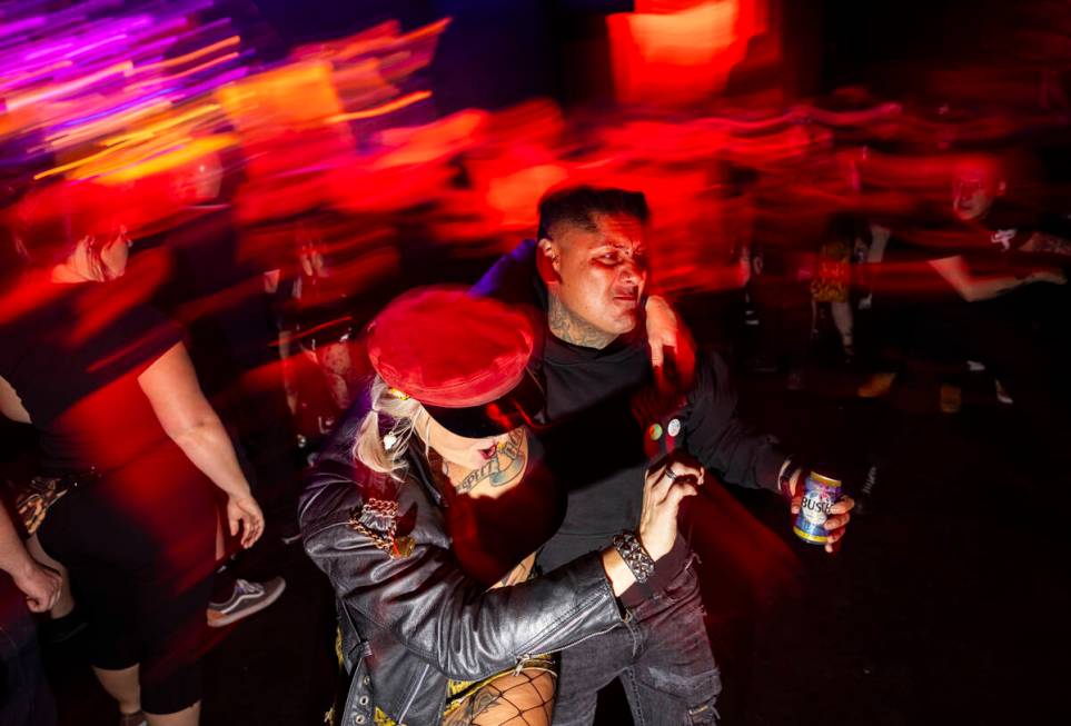 Festival attendees mosh as The Meteors perform during a Punk Rock Bowling music festival club s ...