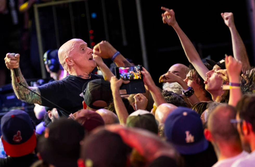 Anthony Civarelli of Gorilla Biscuits gets up close with the crowd during the Punk Rock Bowling ...