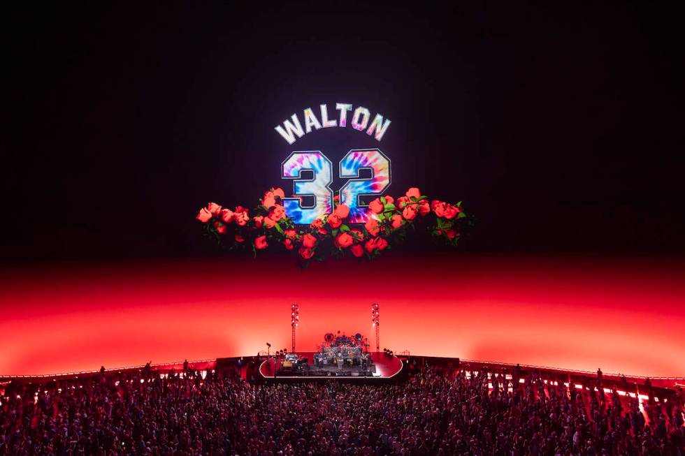 A photo of Bill Walton's number 32, NBA legend and known Grateful Dead fan, is shown inside the ...