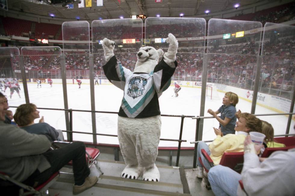 Thunder mascot "Boom Boom" performs at the Thomas & Mack Center in 1997 (Las Vegas Review-Journal)
