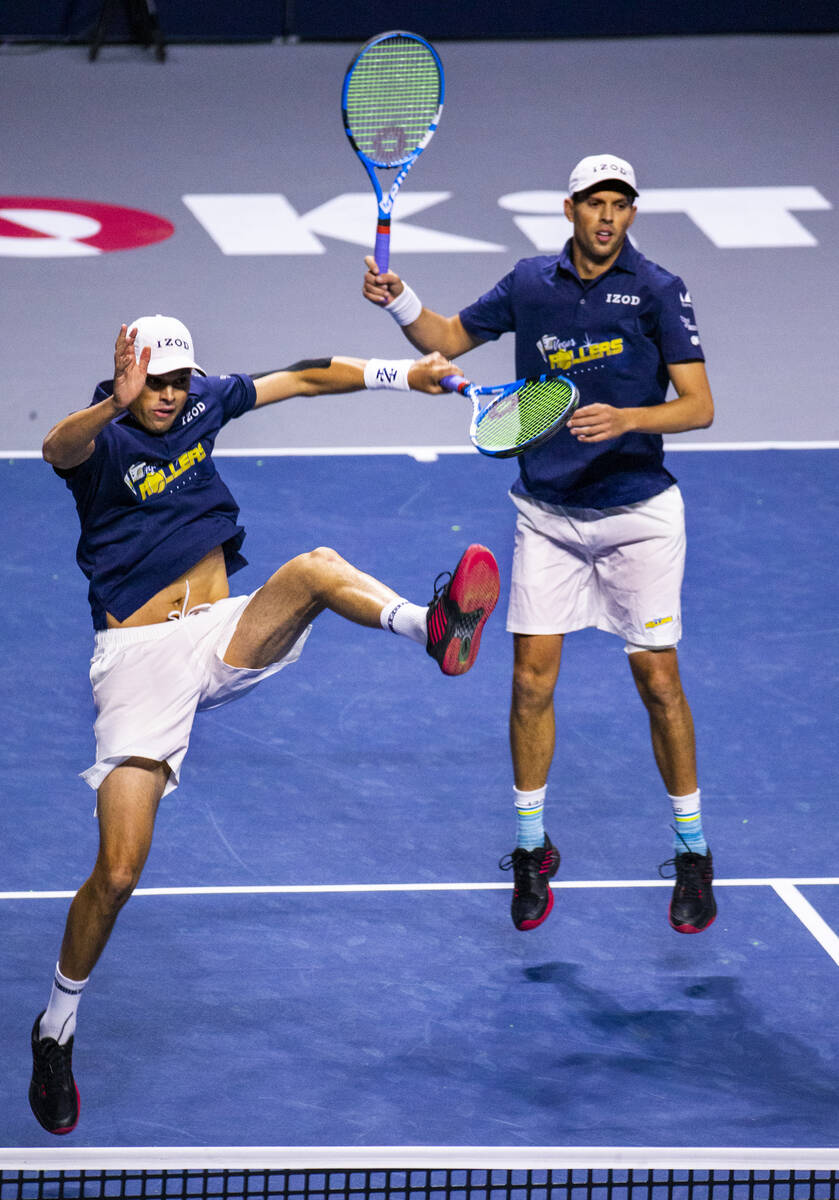 The Rollers' Bob and Mike Bryan play in their World Team Tennis match at the Orleans Arena in J ...