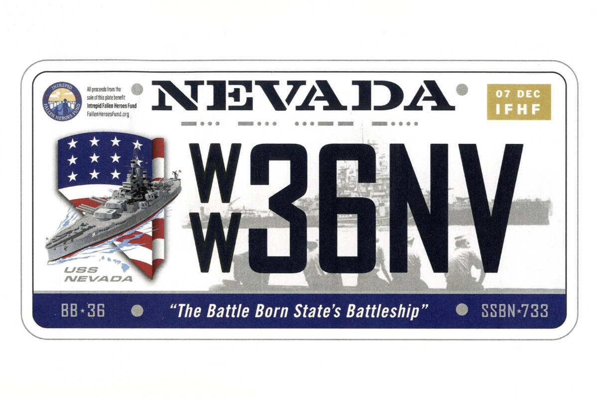 This is a provided rendering of the “Battleship Nevada” personalized Nevada licen ...