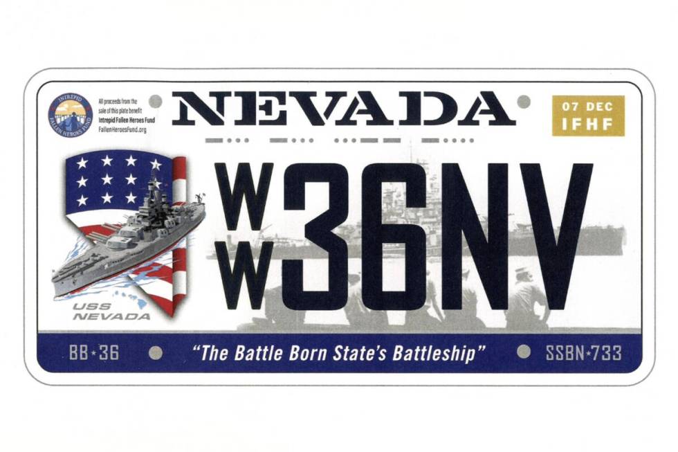 This is a provided rendering of the “Battleship Nevada” personalized Nevada licen ...