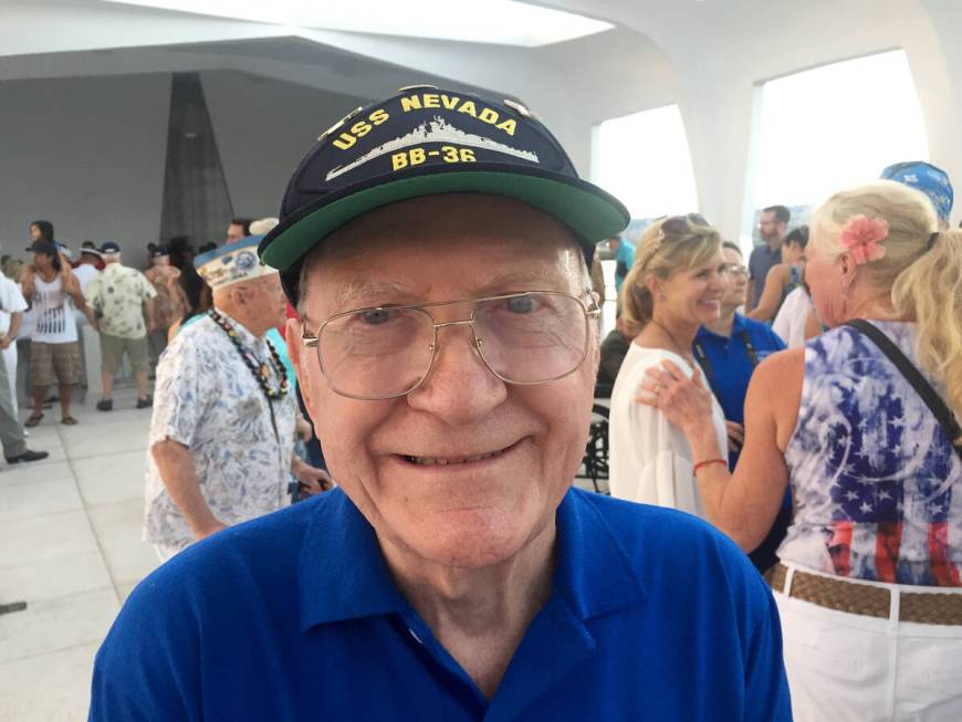 Dick Ramsey poses for a photograph at the USS Arizona Memorial during a tour Monday, Dec. 5, 20 ...